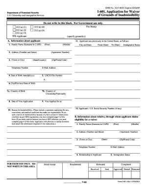 Form 601 Requirements .